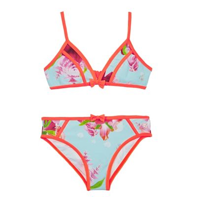 Baker by Ted Baker Girls' blue floral print two-piece bikini